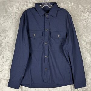 HM Mens Regular Fit Navy Blue Button Down Utility Shirt Jacket Size M 09343923